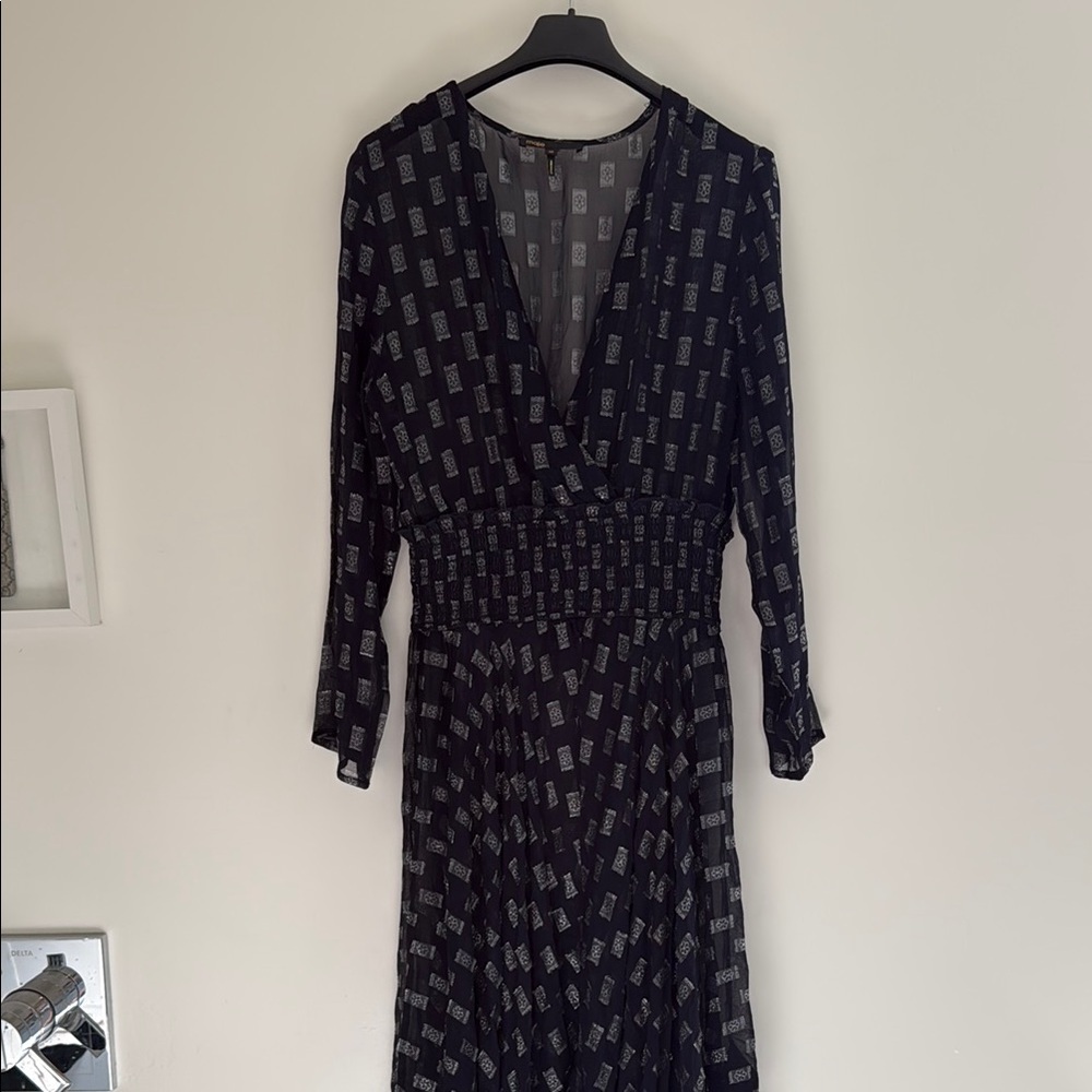 Maje Blue Sheath Long Sleeve Cocktail Dress New without tag - Picture 10 of 10